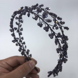 Mor Renk Kristal Boncuklu Kına Gelin Tacı-GELINTACI-116 Mor Renk Kristal Boncuklu Kına Gelin Tacı-GELINTACI-116