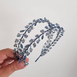 İndigo Mavi Renk El Yapımı Kristal Boncuklu Kına Gelin Tacı-GELINTACI-120 İndigo Mavi Renk El Yapımı Kristal Boncuklu Kına Gelin Tacı-GELINTACI-120