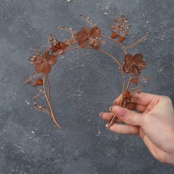 Rose Rengi Zinel Özel Tasarım Çiçekli Kına Gelin Tacı-GELINTACI-123 Rose Rengi Zinel Özel Tasarım Çiçekli Kına Gelin Tacı-GELINTACI-123