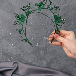 Yeşil Zinel Özel Tasarım Çiçekli Kına Gelin Tacı-GELINTACI-124 Yeşil Zinel Özel Tasarım Çiçekli Kına Gelin Tacı-GELINTACI-124