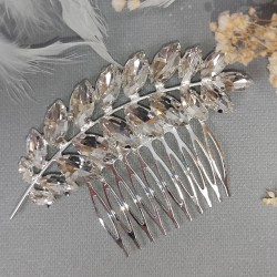 Gümüş Rengi Saç Tokası Taraklı Kristal Taşlı Söz Nişan İçin 2 Adet-GELINTACI-137 Gümüş Rengi Saç Tokası Taraklı Kristal Taşlı Söz Nişan İçin 2 Adet-GELINTACI-137