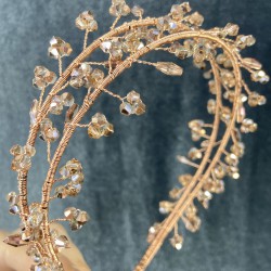 Rose Rengi Kristal Taşlı El Yapımı Angel Model Kına Ve Gelin Tacı-GELINTACI-171 Rose Rengi Kristal Taşlı El Yapımı Angel Model Kına Ve Gelin Tacı-GELINTACI-171