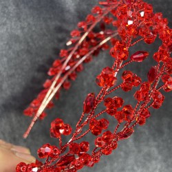 Kırmızı Kristal Taşlı El Yapımı Maria Model Kına Ve Gelin Tacı-GELINTACI-178 Kırmızı Kristal Taşlı El Yapımı Maria Model Kına Ve Gelin Tacı-GELINTACI-178