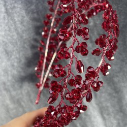 Bordo Kristal Taşlı El Yapımı Maria Model Kına Ve Gelin Tacı-GELINTACI-179 Bordo Kristal Taşlı El Yapımı Maria Model Kına Ve Gelin Tacı-GELINTACI-179