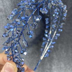 İndigo Mavi Kristal Taşlı El Yapımı Maria Model Kına Ve Gelin Tacı-GELINTACI-180 İndigo Mavi Kristal Taşlı El Yapımı Maria Model Kına Ve Gelin Tacı-GELINTACI-180