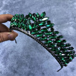 Yeşil Kristal Taşlı Angelina Model Kına Ve Gelin Tacı-GELINTACI-181 Yeşil Kristal Taşlı Angelina Model Kına Ve Gelin Tacı-GELINTACI-181