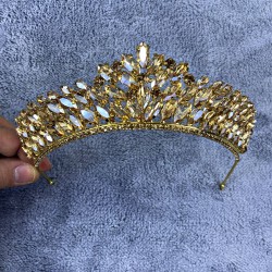 Gold Rengi Kristal Taşlı Angelina Model Kına Ve Gelin Tacı-GELINTACI-183 Gold Rengi Kristal Taşlı Angelina Model Kına Ve Gelin Tacı-GELINTACI-183