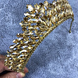 Gold Rengi Kristal Taşlı Angelina Model Kına Ve Gelin Tacı-GELINTACI-183 Gold Rengi Kristal Taşlı Angelina Model Kına Ve Gelin Tacı-GELINTACI-183
