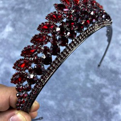Bordo Kristal Taşlı Elanur Model Kına Ve Gelin Tacı-GELINTACI-194 Bordo Kristal Taşlı Elanur Model Kına Ve Gelin Tacı-GELINTACI-194