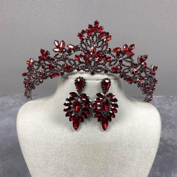 Bordo Melissa Model Gelin Tacı Ve İnce Mekikli Küpe Takımı-GELINTACI-206 Bordo Melissa Model Gelin Tacı Ve İnce Mekikli Küpe Takımı-GELINTACI-206