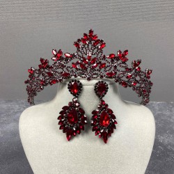 Bordo Melissa Model Gelin Tacı Ve Mekik Taşlı Küpe Takımı-GELINTACI-211 Bordo Melissa Model Gelin Tacı Ve Mekik Taşlı Küpe Takımı-GELINTACI-211