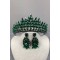 Yeşil Eda Model Üç Boyutlu Gelin Tacı Ve Abiye Küpe Seti-GELINTACI-228
