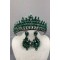 Yeşil Eda Model Üç Boyutlu Gelin Tacı Ve Mekikli Küpe Seti-GELINTACI-234