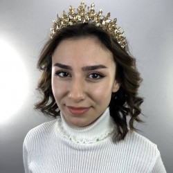 Altın Rengi Sara Model Kına Ve Gelin Tacı-GELINTACI-28 Altın Rengi Sara Model Kına Ve Gelin Tacı-GELINTACI-28