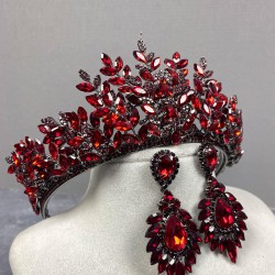 Bordo Sezen Model 3 Boyutlu Kına Gelin Tacı Ve Damlalı Küpe Takımı-GELINTACI-284 Bordo Sezen Model 3 Boyutlu Kına Gelin Tacı Ve Damlalı Küpe Takımı-GELINTACI-284