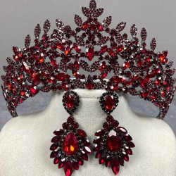 Bordo Sena Model Yaprak Desenli Gelin Tacı Ve Mekikli Küpe Seti-GELINTACI-297 Bordo Sena Model Yaprak Desenli Gelin Tacı Ve Mekikli Küpe Seti-GELINTACI-297