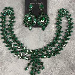 Yeşil Sema Alınlık Gelin Kına Tacı Saç Aksesuarı Ve Mekikli Küpe Seti-GELINTACI-320