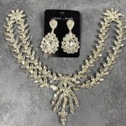 Gümüş Sema Alınlık Gelin Kına Tacı Saç Aksesuarı Ve Damla Küpe Seti-GELINTACI-325