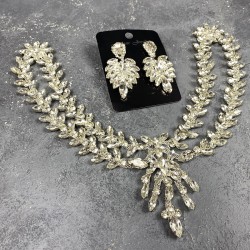 Gümüş Sema Alınlık Gelin Kına Tacı Saç Aksesuarı Ve İnce Mekik Küpe Seti-GELINTACI-328