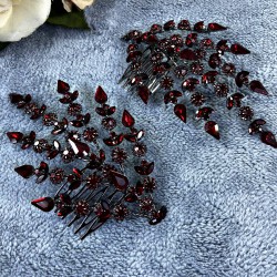 Bordo Çift Yapraklı Helen Model Kına Tacı Saç Aksesuarı-GELINTACI-342 Bordo Çift Yapraklı Helen Model Kına Tacı Saç Aksesuarı-GELINTACI-342