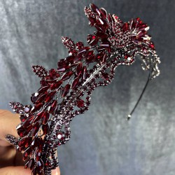 Bordo Kristal Boncuklu Marvel Model Kına Ve Gelin Tacı-GELINTACI-356 Bordo Kristal Boncuklu Marvel Model Kına Ve Gelin Tacı-GELINTACI-356