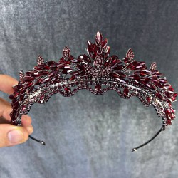 Bordo Kristal Boncuklu Marvel Model Kına Ve Gelin Tacı-GELINTACI-356 Bordo Kristal Boncuklu Marvel Model Kına Ve Gelin Tacı-GELINTACI-356