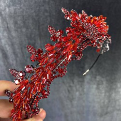 Kırmızı Kristal Boncuklu Marvel Model Kına Ve Gelin Tacı-GELINTACI-358 Kırmızı Kristal Boncuklu Marvel Model Kına Ve Gelin Tacı-GELINTACI-358