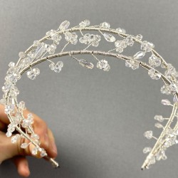 Şeffaf Çift Sıralı Vela Kristal Boncuklu Gelin Ve Kına Tacı-GELINTACI-367 Şeffaf Çift Sıralı Vela Kristal Boncuklu Gelin Ve Kına Tacı-GELINTACI-367