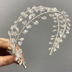 Şeffaf Çift Sıralı Vela Kristal Boncuklu Gelin Ve Kına Tacı-GELINTACI-367 Şeffaf Çift Sıralı Vela Kristal Boncuklu Gelin Ve Kına Tacı-GELINTACI-367