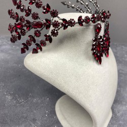 Bordo Çift Taraflı Selen Model Kına Gelin Tacı Ve İnce Mekikli Küpe Takımı-GELINTACI-403 Bordo Çift Taraflı Selen Model Kına Gelin Tacı Ve İnce Mekikli Küpe Takımı-GELINTACI-403