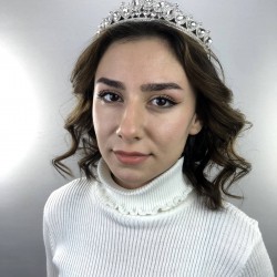 Gümüş Renk Büyük Kristalli Kına Ve Gelin Tacı-GELINTACI-43 Gümüş Renk Büyük Kristalli Kına Ve Gelin Tacı-GELINTACI-43