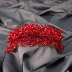 Kırmızı Sade Boncuklu Çiçek Desenli Kına Ve Gelin Tacı-GELINTACI-513 Kırmızı Sade Boncuklu Çiçek Desenli Kına Ve Gelin Tacı-GELINTACI-513