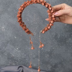 Rose Rengi Savin Mineli Özel Tasarım Kına Ve Gelin Tacı-GELINTACI-527 Rose Rengi Savin Mineli Özel Tasarım Kına Ve Gelin Tacı-GELINTACI-527