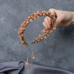 Bal Rengi Savin Mineli Özel Tasarım Kına Ve Gelin Tacı-GELINTACI-529 Bal Rengi Savin Mineli Özel Tasarım Kına Ve Gelin Tacı-GELINTACI-529