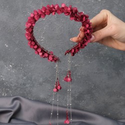 Bordo Savin Mineli Özel Tasarım Kına Ve Gelin Tacı-GELINTACI-531 Bordo Savin Mineli Özel Tasarım Kına Ve Gelin Tacı-GELINTACI-531