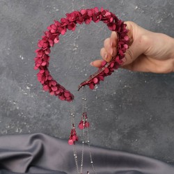 Bordo Savin Mineli Özel Tasarım Kına Ve Gelin Tacı-GELINTACI-531 Bordo Savin Mineli Özel Tasarım Kına Ve Gelin Tacı-GELINTACI-531