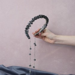 Koyu Gri Savin Mineli Özel Tasarım Kına Ve Gelin Tacı-GELINTACI-533 Koyu Gri Savin Mineli Özel Tasarım Kına Ve Gelin Tacı-GELINTACI-533