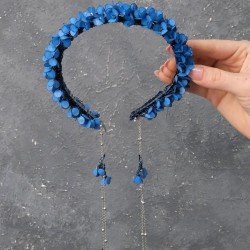Saks Mavi Savin Mineli Özel Tasarım Kına Ve Gelin Tacı-GELINTACI-534 Saks Mavi Savin Mineli Özel Tasarım Kına Ve Gelin Tacı-GELINTACI-534