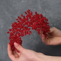 Kırmızı Nilsa Boncuklu Kına Gelin Tacı Ve Türban Aksesuarı-GELINTACI-535 Kırmızı Nilsa Boncuklu Kına Gelin Tacı Ve Türban Aksesuarı-GELINTACI-535