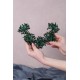 Yeşil Sinay Model Çiçek Motifli Kına Gelin Tacı Ve Türban Aksesuarı-GELINTACI-549