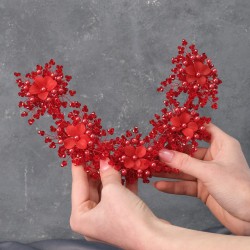 Kırmızı Sinay Model Çiçek Motifli Kına Gelin Tacı Ve Türban Aksesuarı-GELINTACI-553 Kırmızı Sinay Model Çiçek Motifli Kına Gelin Tacı Ve Türban Aksesuarı-GELINTACI-553