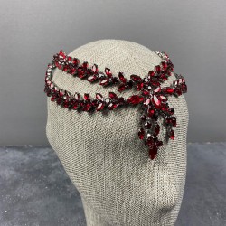 Bordo Naomi Model Alınlık Gelin Saç Aksesuarı -GELINTACI-613