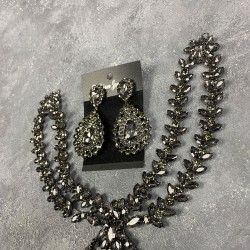 Antrasit Gri Naomi Model Alınlık Gelin Saç Aksesuarı Ve Damla Küpe Seti-GELINTACI-615 Antrasit Gri Naomi Model Alınlık Gelin Saç Aksesuarı Ve Damla Küpe Seti-GELINTACI-615