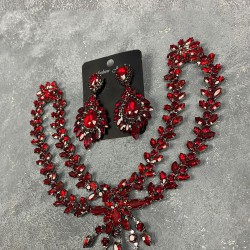 Bordo Naomi Model Alınlık Gelin Saç Aksesuarı Ve Abiye Küpe Seti-GELINTACI-620