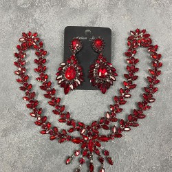 Bordo Naomi Model Alınlık Gelin Saç Aksesuarı Ve Abiye Küpe Seti-GELINTACI-620