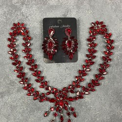 Bordo Naomi Model Alınlık Gelin Saç Aksesuarı Ve İnce Küpe Seti-GELINTACI-622