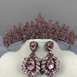 Pembe Jessie Model Şık Taşlı Kına Tacı Ve Mekik Küpe Takımı-GELINTACI-639 Pembe Jessie Model Şık Taşlı Kına Tacı Ve Mekik Küpe Takımı-GELINTACI-639