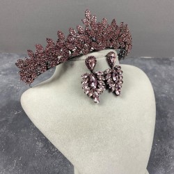Pembe Jessie Model Şık Taşlı Kına Tacı Ve İnce Küpe Takımı-GELINTACI-646 Pembe Jessie Model Şık Taşlı Kına Tacı Ve İnce Küpe Takımı-GELINTACI-646