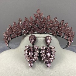 Pembe Jessie Model Şık Taşlı Kına Tacı Ve İnce Küpe Takımı-GELINTACI-646 Pembe Jessie Model Şık Taşlı Kına Tacı Ve İnce Küpe Takımı-GELINTACI-646
