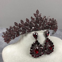 Bordo Jessie Model Şık Taşlı Kına Tacı Ve Damla Küpe Takımı-GELINTACI-652 Bordo Jessie Model Şık Taşlı Kına Tacı Ve Damla Küpe Takımı-GELINTACI-652